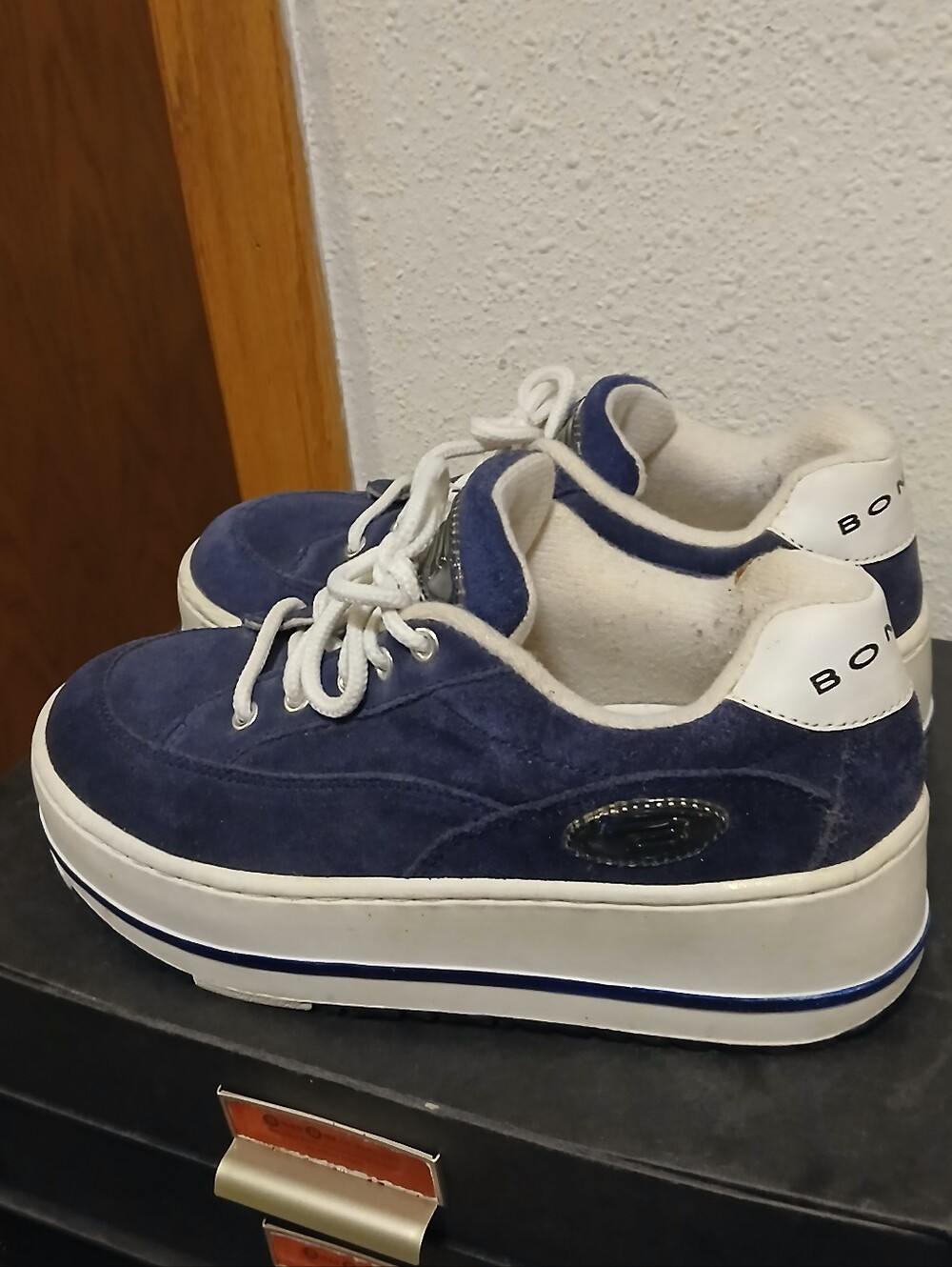 Vintage Bongo Blue Suede Chunky Platform Sneakers Y2K Retro 7.5M